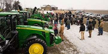 John Deere tractors being auctioned off by Dan Sanderson Auctioneers